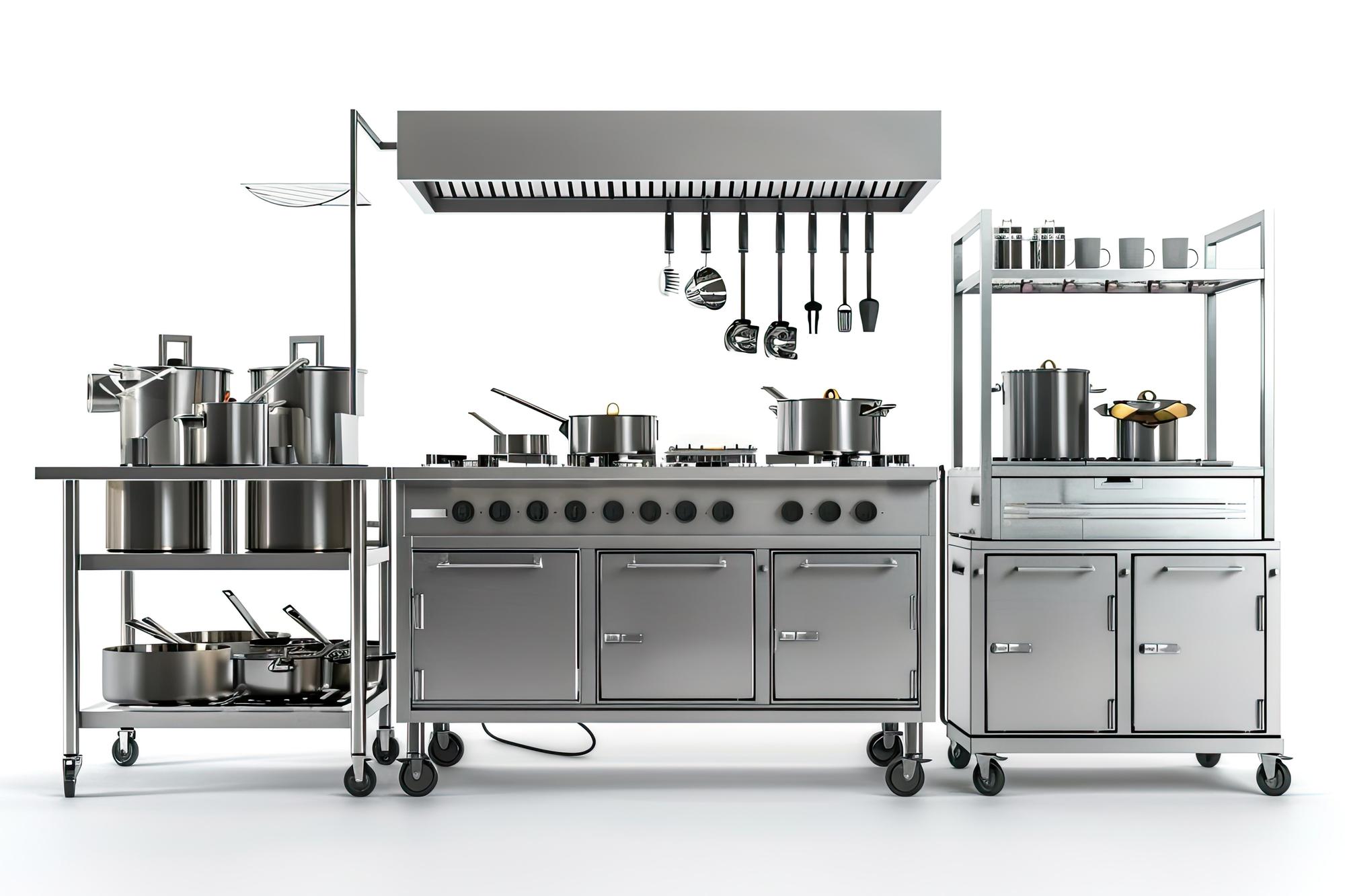 Vetrina della scuola di cucina con attrezzature